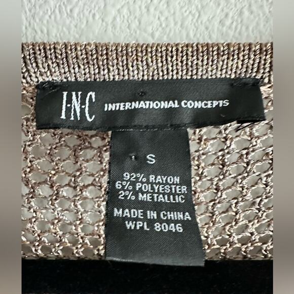 Vintage Y2K Women’s Cold Shoulder Knit Long Sleeve Brown & Gold Top Size Small - Picture 3 of 8